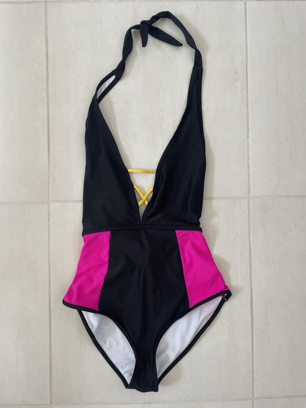 Venus Swim One Piece Swimsuit Halter Color Block Retro Festival Summer